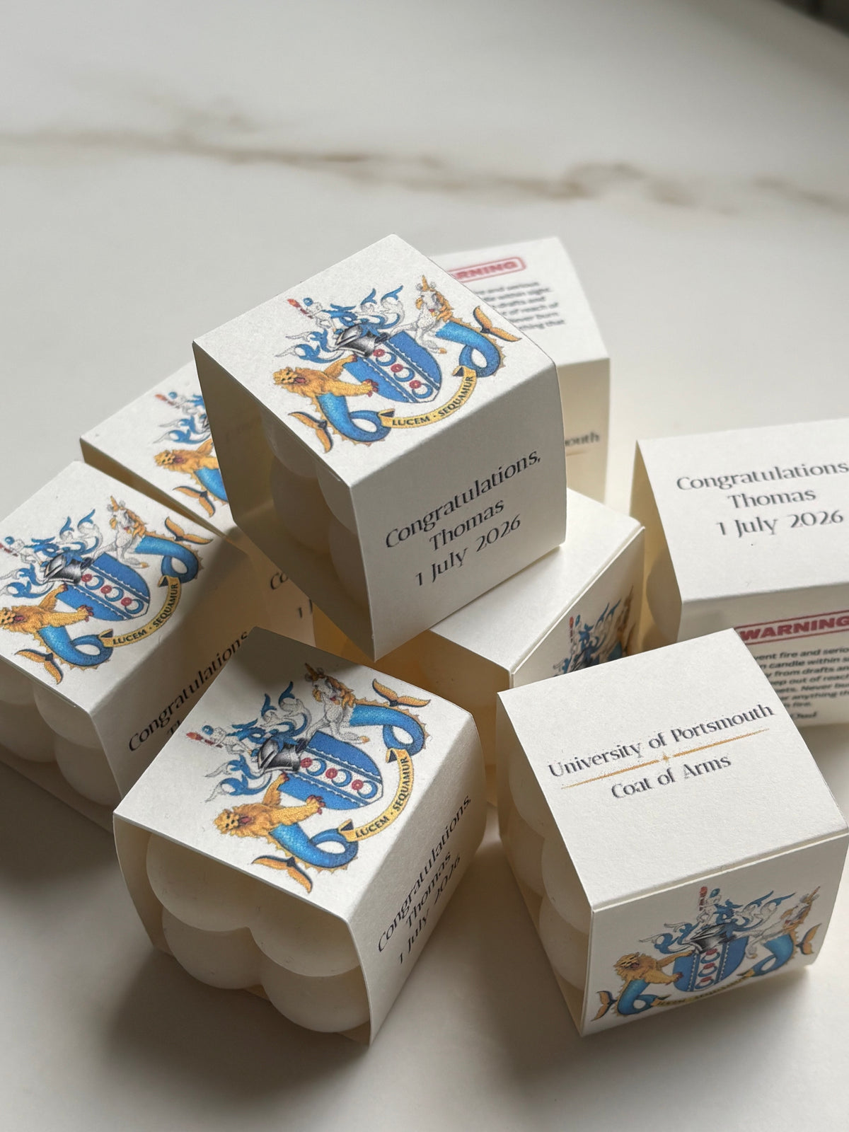 Personalised University Logo Candle Favours | Custom Graduation & Event Gifts