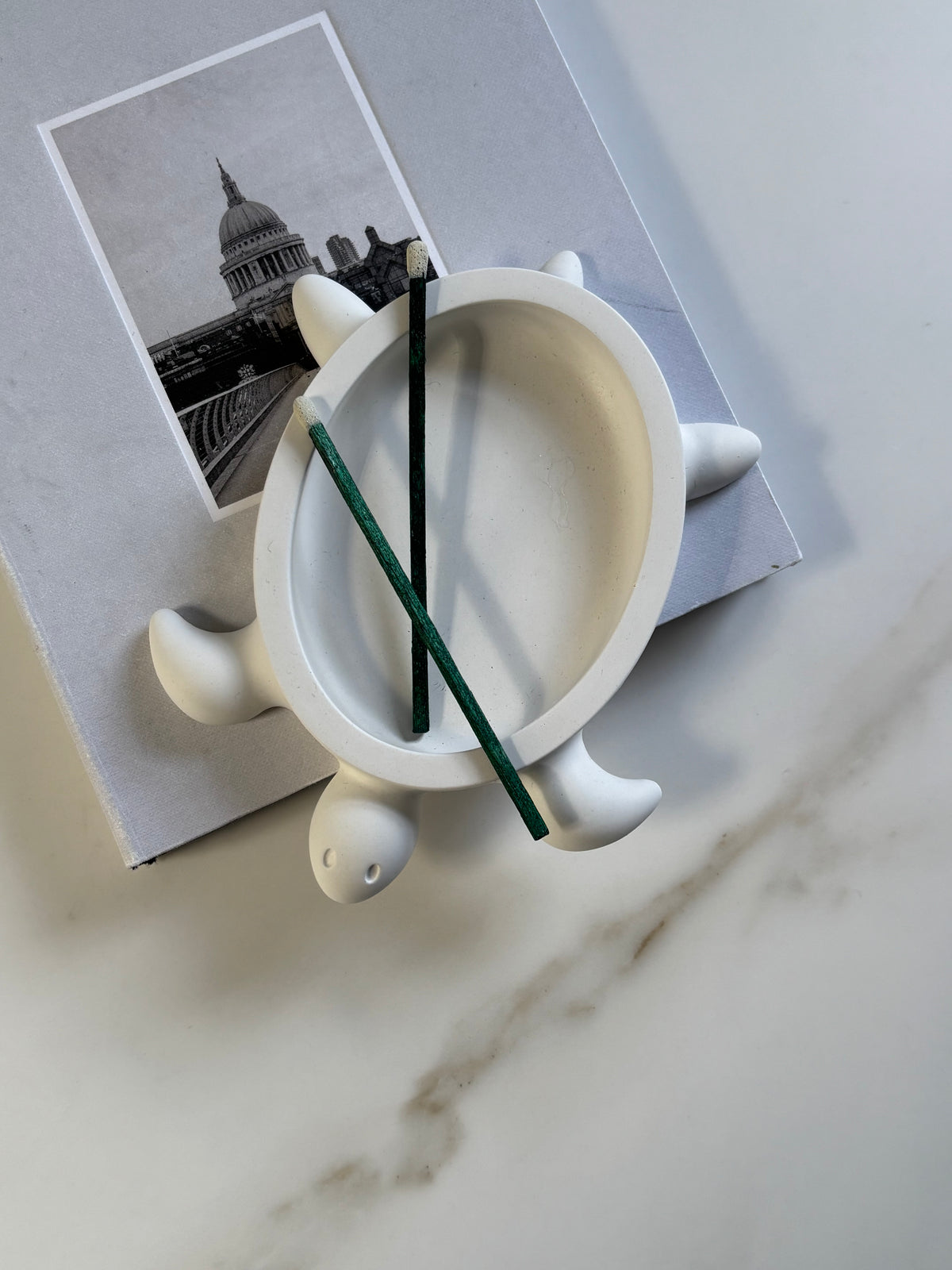 Concrete Tortoise Trinket Box with Lid | White Minimalist Home Decor