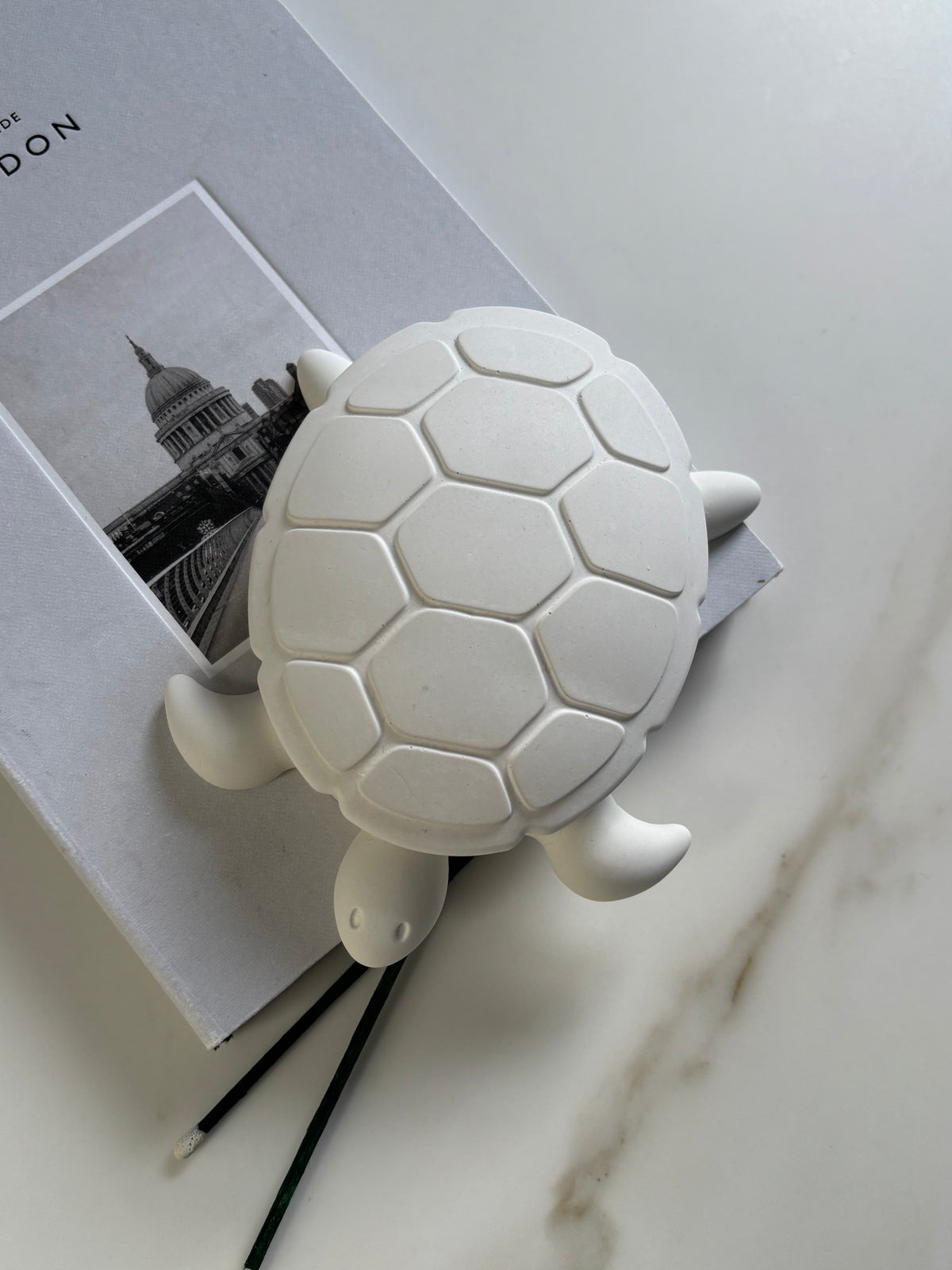 Concrete Tortoise Trinket Box with Lid | White Minimalist Home Decor