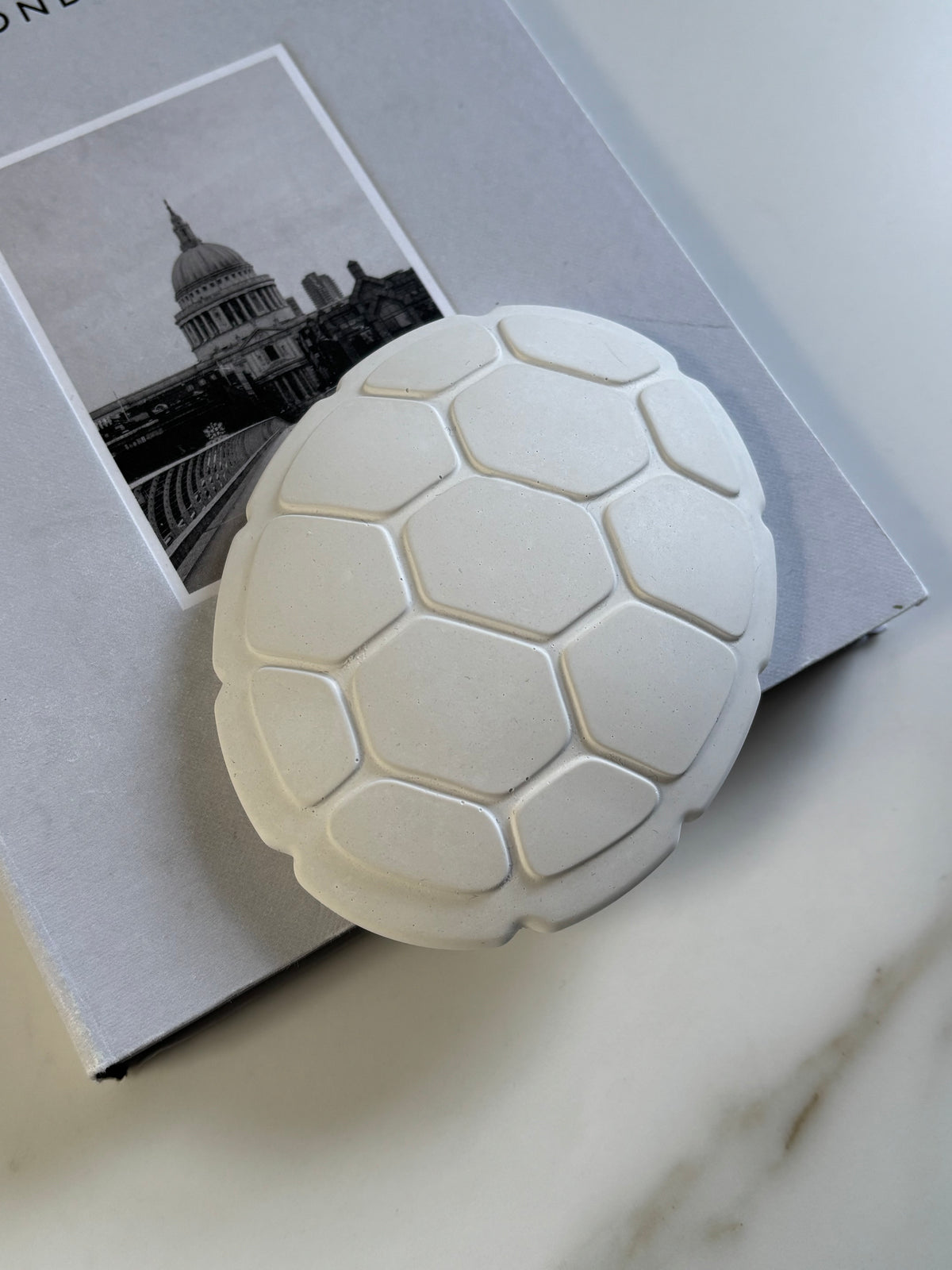Concrete Tortoise Trinket Box with Lid | White Minimalist Home Decor