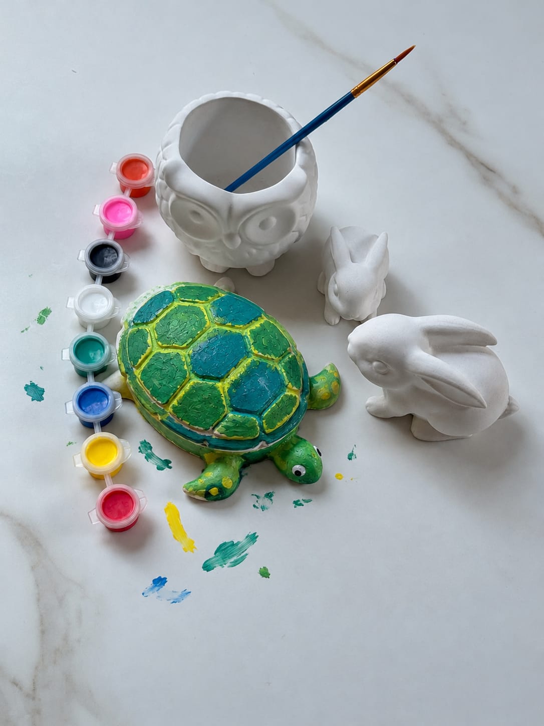 Paint Your Own Concrete Animals | Rabbit, Owl & Tortoise