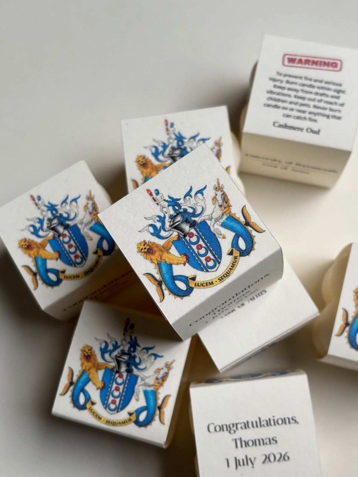 Personalised University Logo Candle Favours | Custom Graduation & Event Gifts