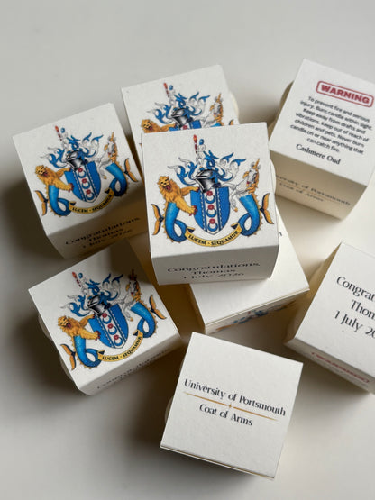 Personalised University Logo Candle Favours | Custom Graduation & Event Gifts